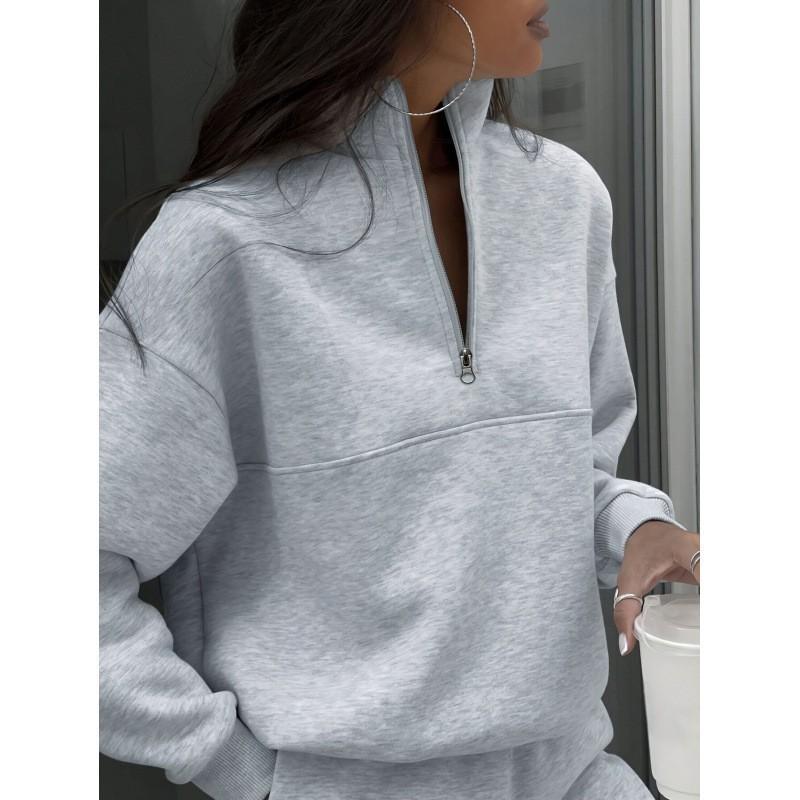 Womens Fashion Half-Zip Casual Sports Sweatshirt Long Style 2026