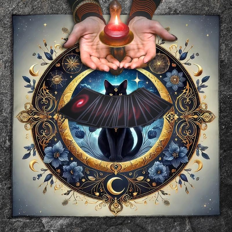 Кошки Цветочный Узор Карты Таро Скатерть для Стола Алтари Ткань Алтари Ткань Гадания Карта Скатерть Гобелен Легко Использовать