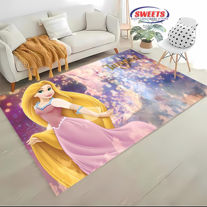 3D Princess Cartoon Carpet, Princess Rapunzel Living Room Bedroom Bed Mat, Modern Simple Style, Non-slip Durable Rug Fast Arrive