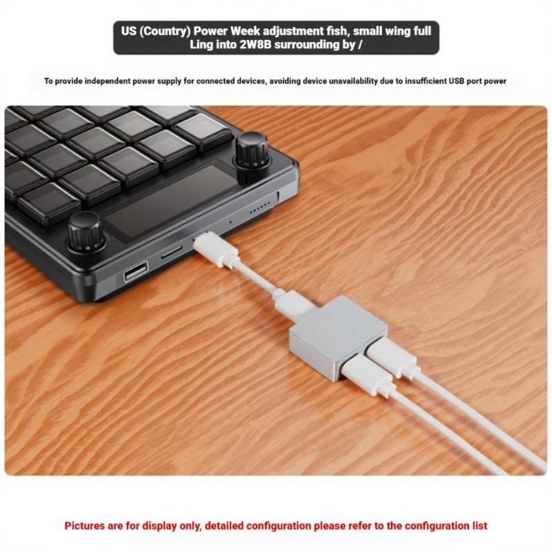 DC5V Power Supply USB C Power and Signal Splitter Aluminum Case Heat Dissipation for Raspberry Devices Support Audios