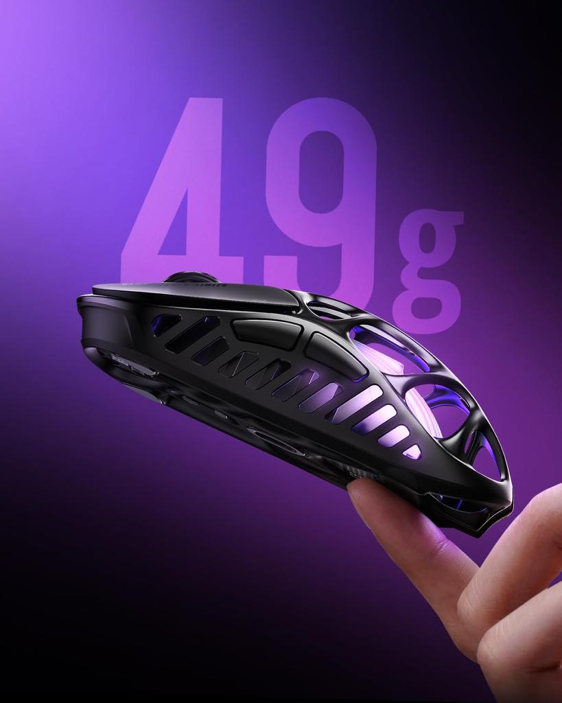 GravaStar Mercury X Wireless Gaming 1K Polling PAW3950 32000 DPI Low High 83 Hours of Continuous Illuminated RGB Gaming Magnesium Silver Mouse,