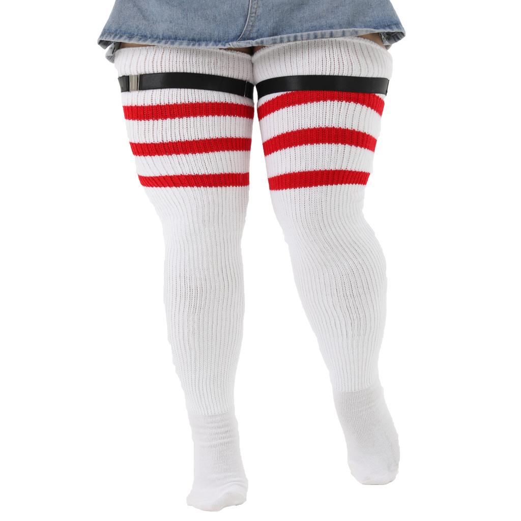 BH399 Women's Long Over Knee Thick Thigh High Socks Good Quality Breathable Casual Winter Season Jacquard Print Design Plus Size