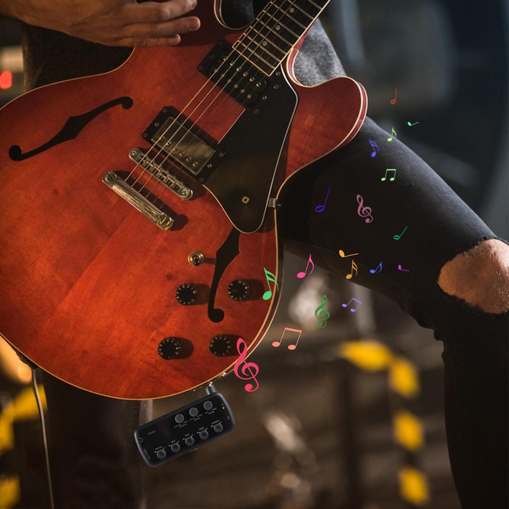 Guitar Amplifier Mini Amp Portable Headphone Guitar Amplifier Plug and Play for Electric Guitar Musical Instrument 3 Built-In Speaker Simulations OTG