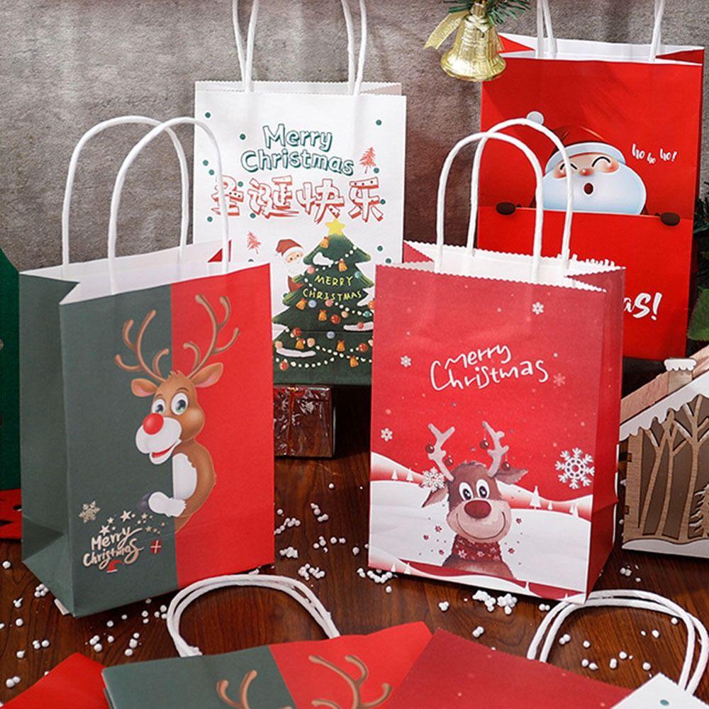 2pcs Cartoon Christmas Gift Bag Cute Packaging Bag Interesting Christmas Eve Candy Bag  Home