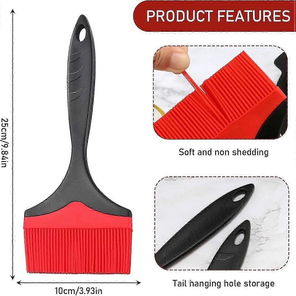Pieces Extra Large Silicone Basting Brush, 10cm Width Silicone Kitchen Brush, Pastry Brush, Heat Resistant Oil Brush For Cooking, Grilling (red)