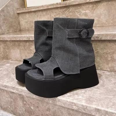 Модные балетки на платформе, женские сандалии, удобная мягкая обувь для ходьбы, повседневная модная женская обувь с открытым носком, лето 2025, ковбойские, с перфорацией, женские zapatos