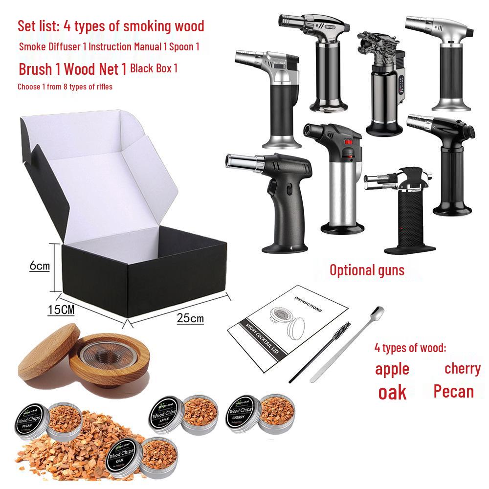 Набор для копчения коктейлей из дуба с щепой и крышкой
