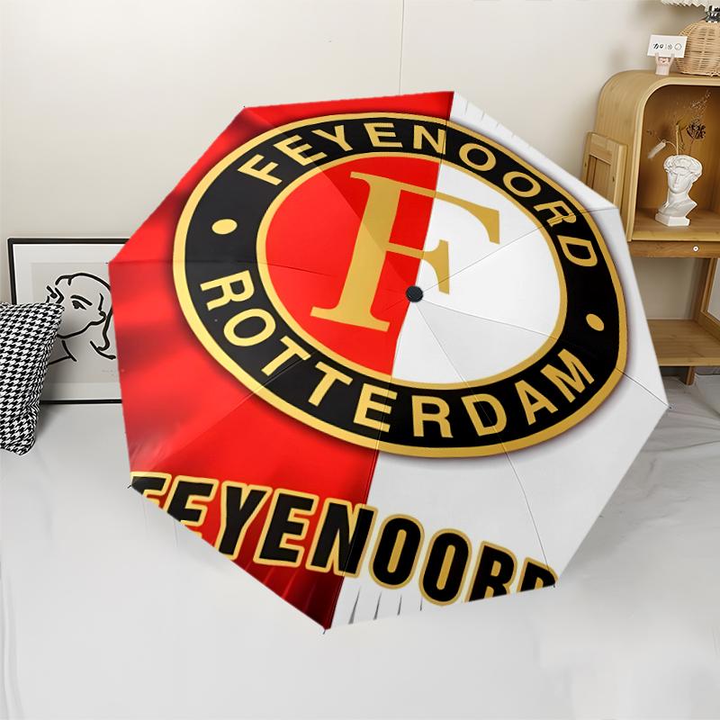 Feyenoord Rotterdam logo Print Automatic Umbrella, 8 Rib Iron Frame, Plastic Handle, Suitable for Outdoor Travel &Daily , Ideal Gift