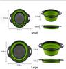 Foldable kitchen strainer, a small round strainer with a base and handle, suitable for pasta, fruits and vegetables