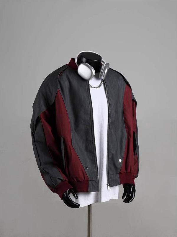 Европейская и американская уличная одежда, цветоблоки, пэчворк, искусственная кожа, бейсбольная куртка
