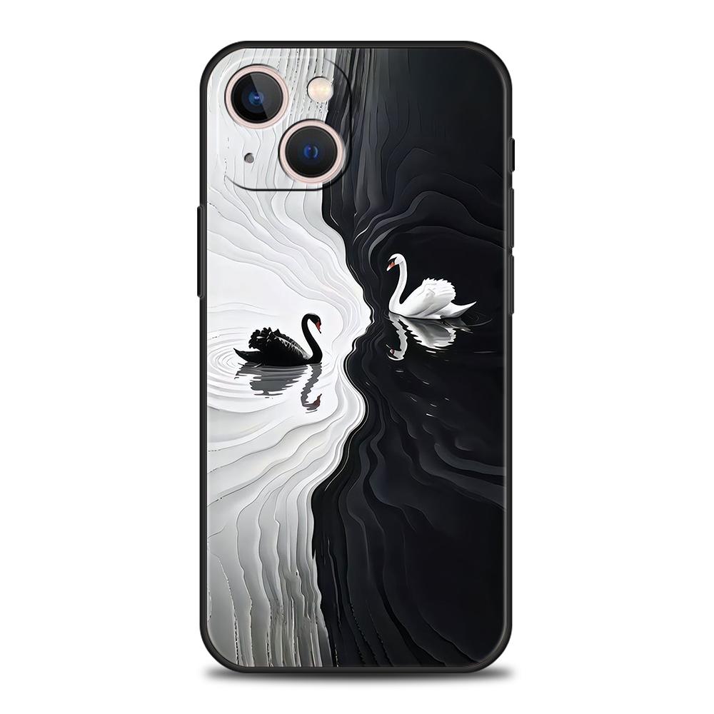 Elegant White Swan Design Phone Case Cover for iPhone 17 16 15 14 13 12 Pro Max 11 Pro Max 17 AIR Shockproof Soft TPU Shell Bags