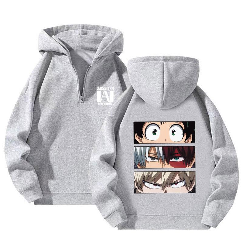 Японское Аниме Моя Геройская Академия Толстовки Каваи Харадзюку Манга Графические Куртки на Молнии Принтованные Уличные Толстовки Унисекс Пуловеры Топы