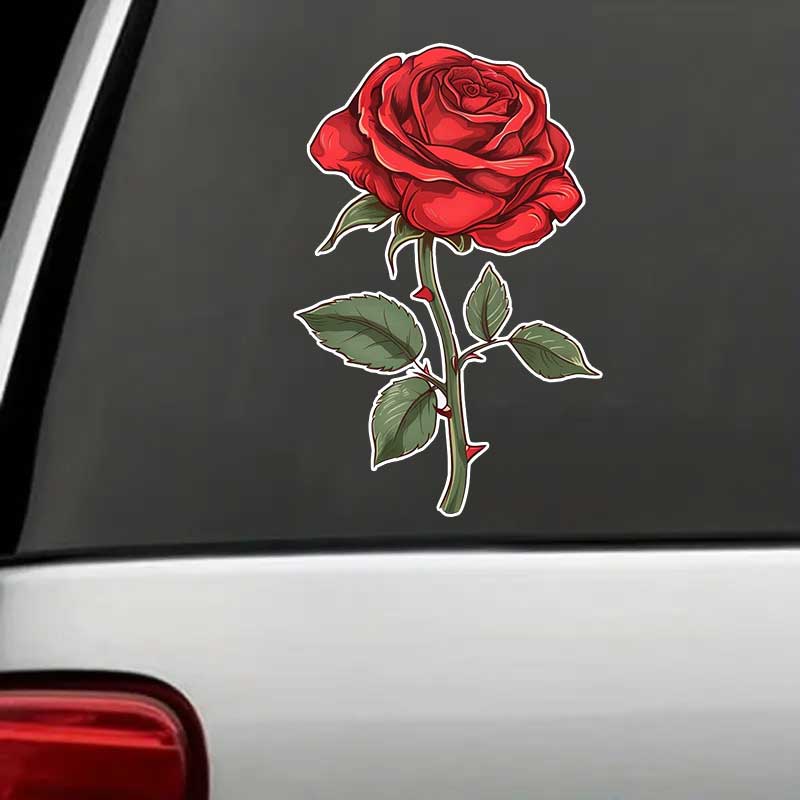 Car Sticker Red Rose Sticker Waterproof Vinyl Decal on Bumper Rear Window Laptop Self-adhesive Decal For Car Accessories Y04