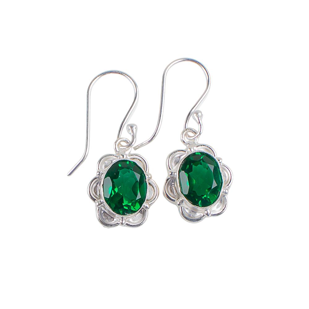 Chrome Diopside Gemstone 925 Sterling Silver Jewelry Handcrafted Earrings 1.30" EE-11-2