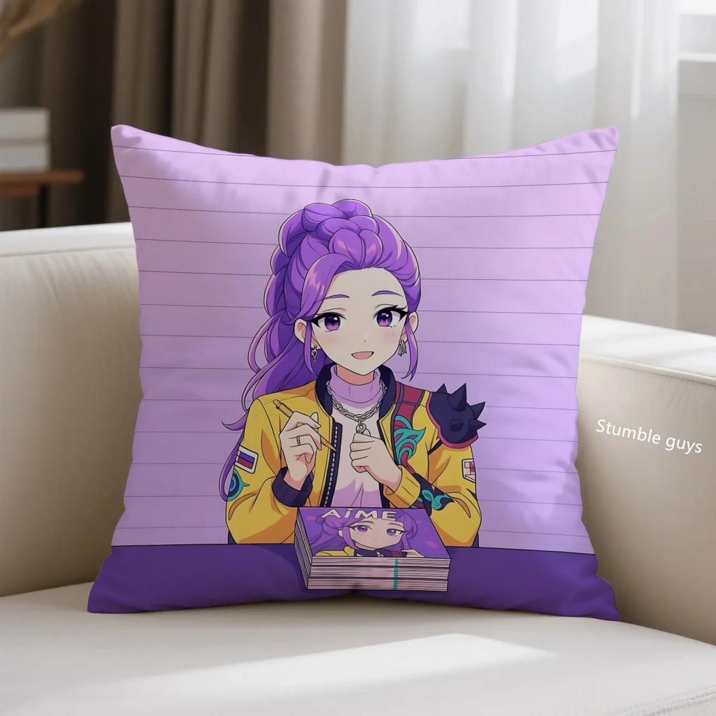 Anime Sofa Pillowcase Kpop Demon Hunters Cushion Cover Home Use