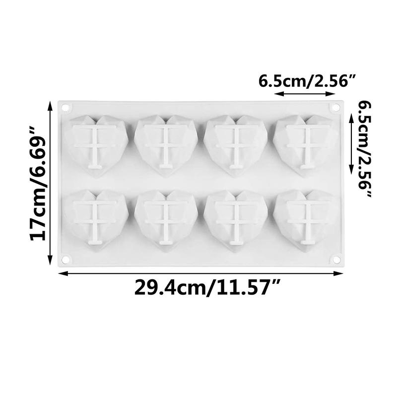 3D Mousse Cake Baking Mold Heart Cheesecake Dessert Diamond Monoporcji Silicone Mould Candle Soap Making Supplies Pastry Tools