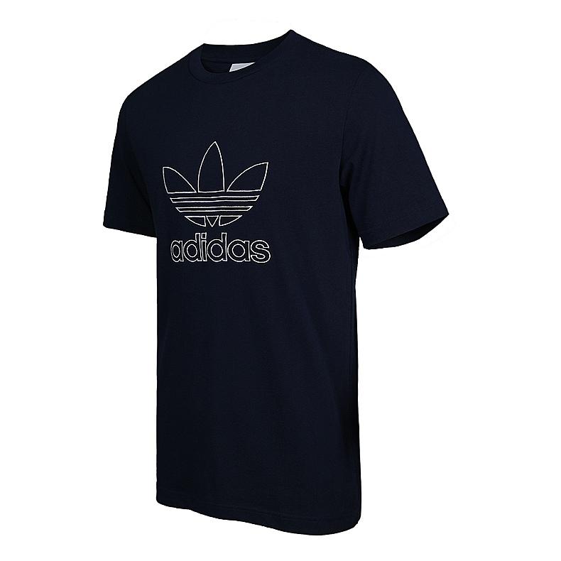 Adidas Футболка Originals Outline Tee Sports Leisure Series с принтом букв, круглым вырезом и коротким рукавом, мужские топы, черные DH5783