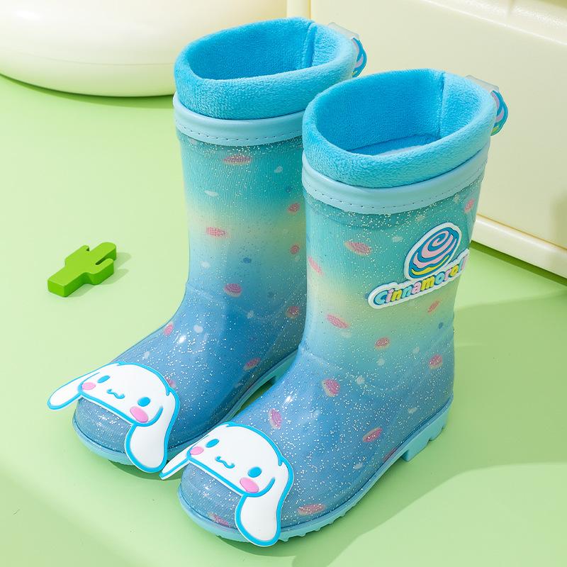 Children's Rain Boots Girls Non-Slip Elementary School Students Toddler Outdoor Water Boots Girl Waterproof Shoes Princess Crystal Shoes
