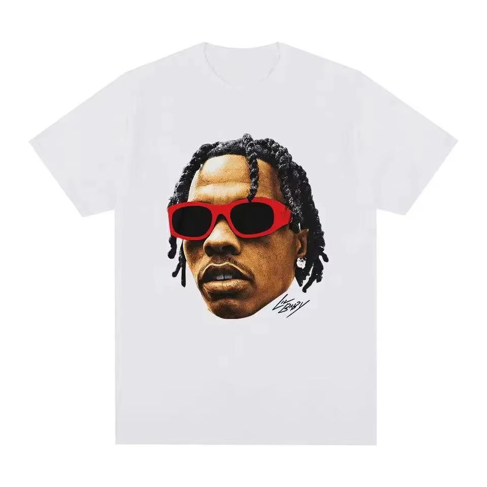 2026 Summer Unisexs Hiphop Portrait Print Round Neck Tshirt Casual Street Cool 100 Pure Cotton Daily Short Sleeved Shirt