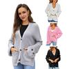 Women Oversized Button Down Cardigan Knitted Long Sleeve Open Front Sweater