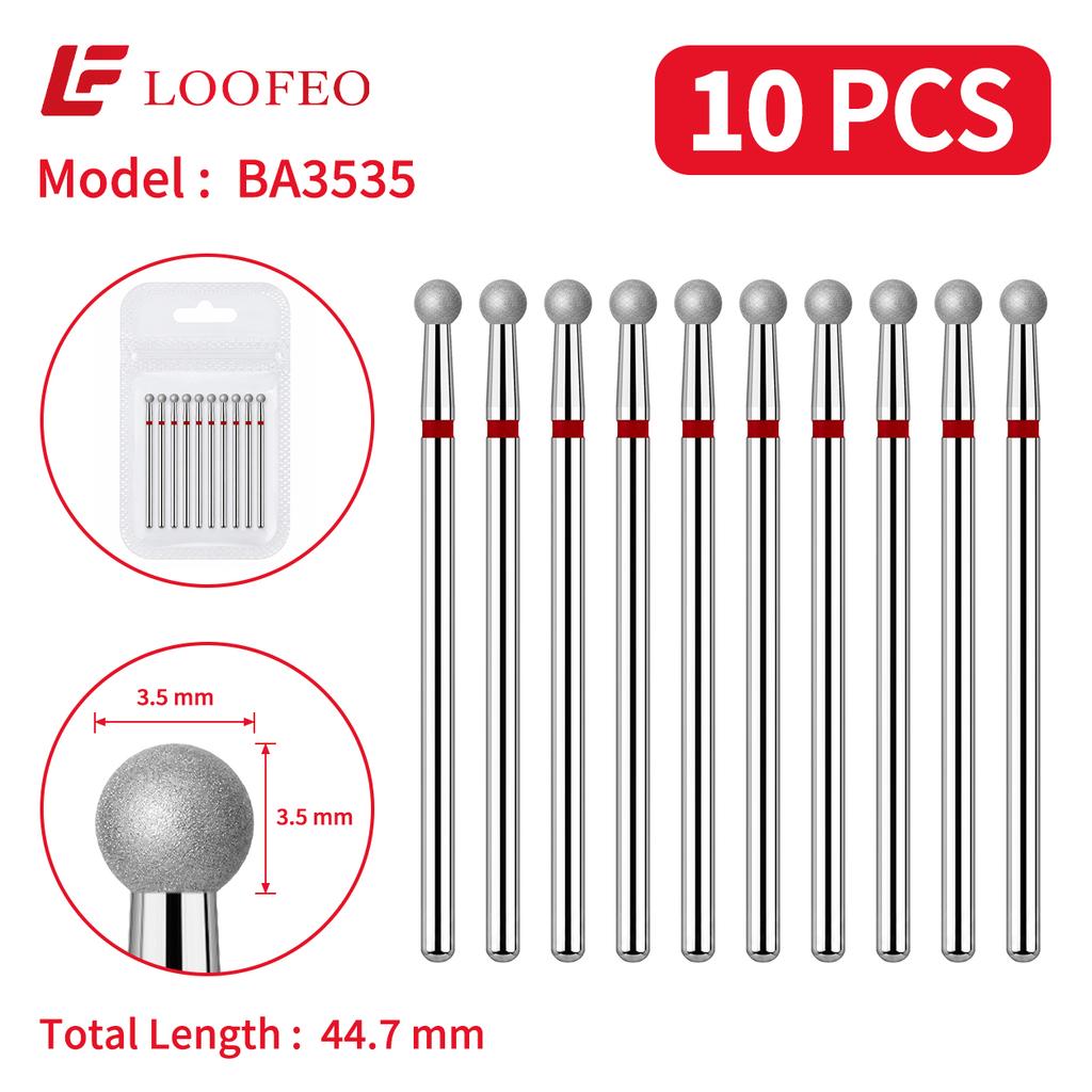 Ball Diamond Nail Drill Bit Set 1.5/2/2.5/3/3.5/4/4.5/5mm Red Fine Nail Milling Cutters Nail File Bit Sets Nail Prep Dead Skin Removal Shaping
