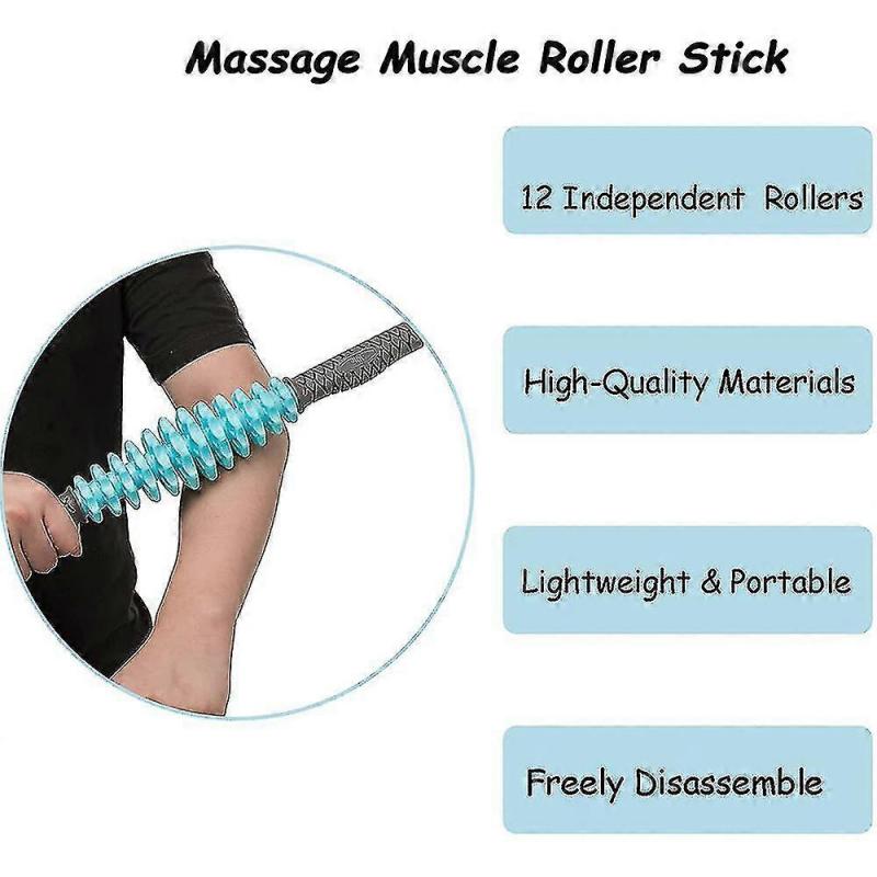 Massage Roller Stick, Cellulite Massager, Therapy Muscle Roller For Back, Fascia, Legs,foot, Neck Black(Blue)