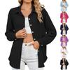 Women's Long Sleeve Button Down Shirts Collared Casual Solid Color Loose Fit Tops