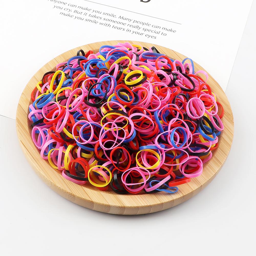 500 шт./пакет Маленькие одноразовые резинки для девочек Разноцветные эластичные резинки для волос Повязка на голову для детей Детские держатели Подарки Аксессуары для волос