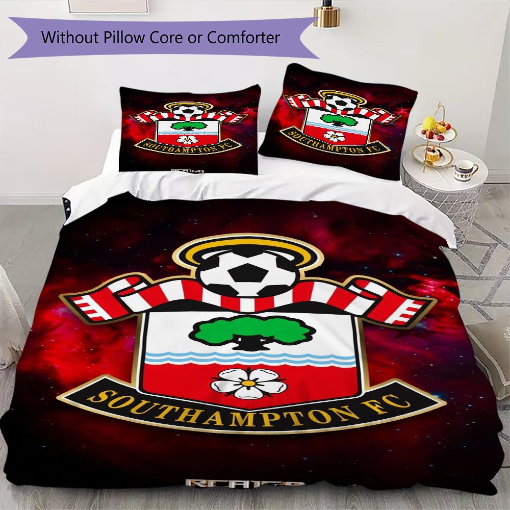 Southampton FC Pattern Bedding uilt Set uilt Cover Pillowcase Home Decoration Birthday Gift (1 * duvet cover + 2 * pillowcase without core)