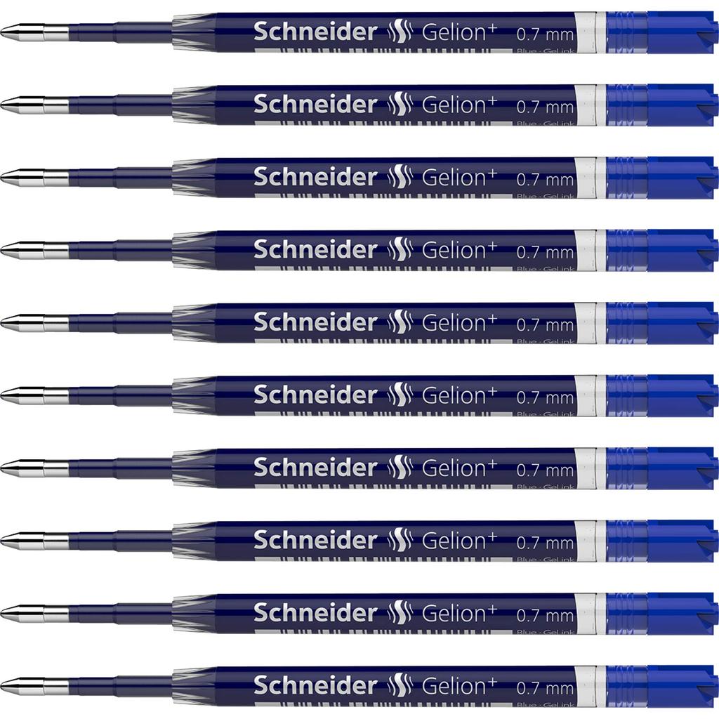 Гелевая шариковая ручка Schneider 1 коробка Японские стержни Gelion+ 0,7 мм, Синие, (10 Сменных блоков) [Авторизованный дистрибьютор]