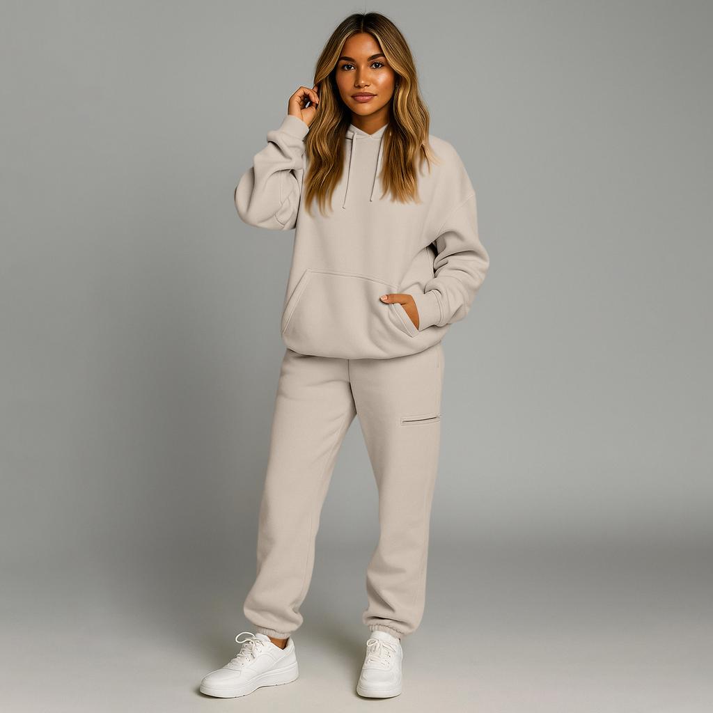 Унисекс Модный Однотонный Худи для Путешествий в Режиме Полета Спортивная Футболка со Встроенной Маской для Глаз Спортивные Штаны Свободный Комплект из 2 предметов