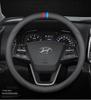 Genuine Leather Steering Wheel Cover for Hyundai: Elantra, Sonata, Santa Fe, ix35, Tucson, Feista, Mingtu - Ultra-thin Design.