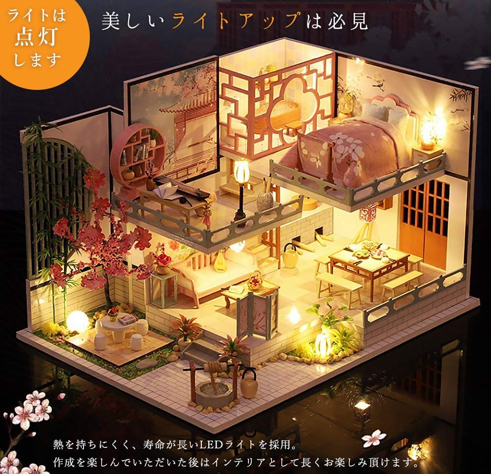 Moin moin кукольный домик миниатюрный набор для самостоятельной сборки модель комнаты в китайском стиле Китайский стиль Китайская вишня в цвету бамбук Большой размер, чтобы насладиться в полной мере