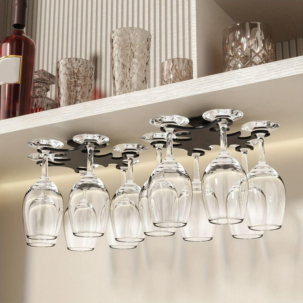 Plastic Rotating Wine Glasses Rack No Punching Goblet Hanging Rack Inverted Goblets Rack Kitchen