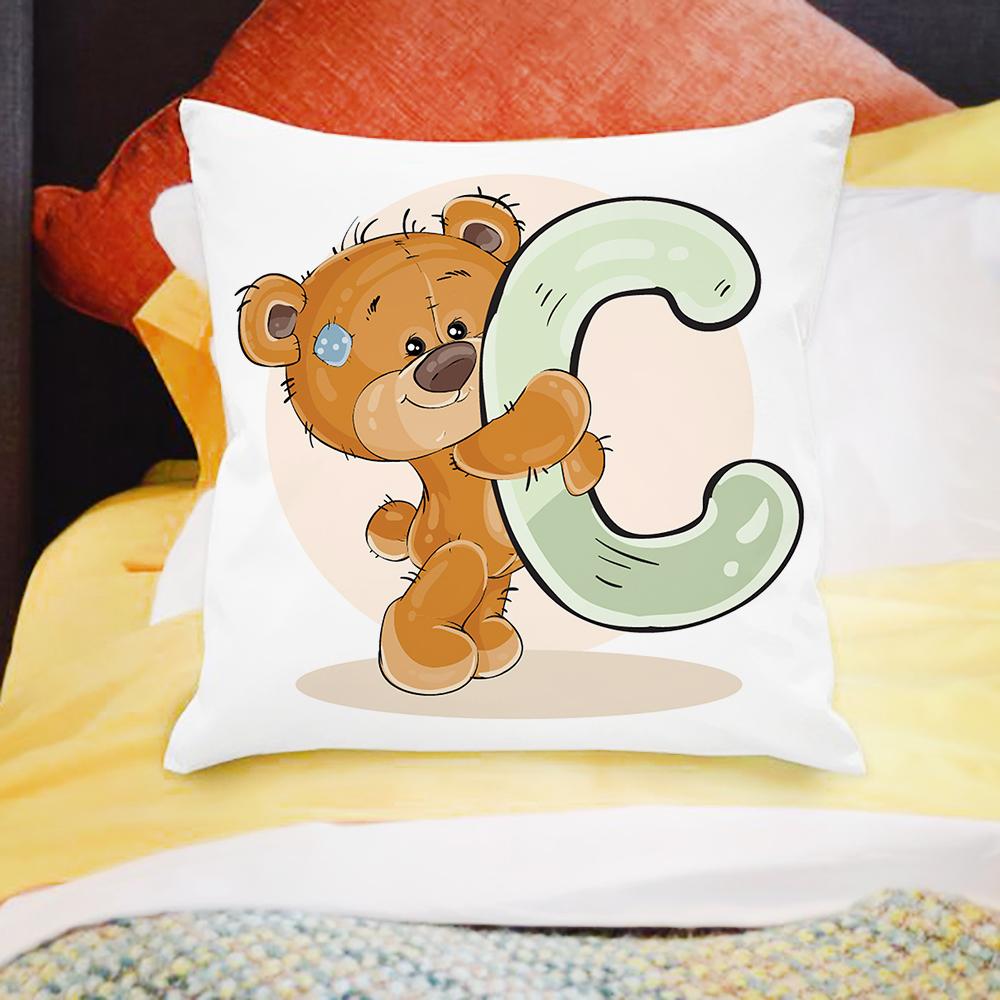 45x45см мультяшный медведь диван украшение детской комнаты милая наволочка с животным печатью букв чехол для подушки