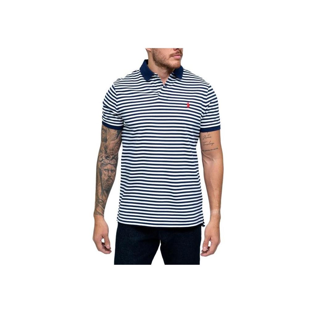 Polo Ralph Lauren Поло в полоску приталенного кроя Мужские топы Синий 710956682-001