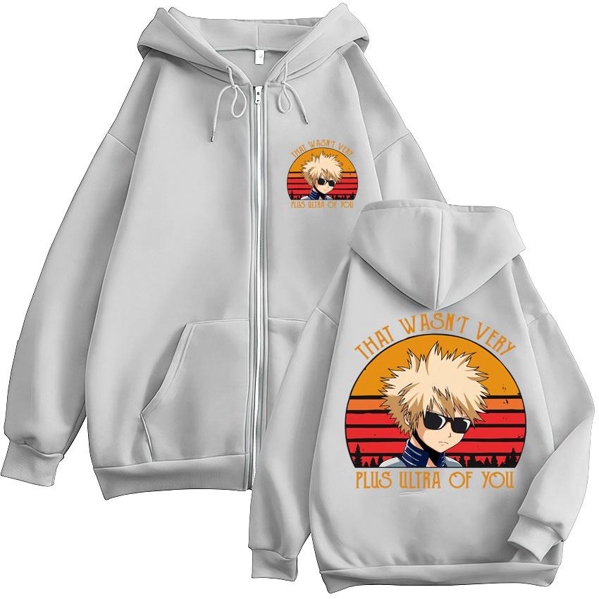 Anime My Hero Academia Katsuki Bakugo Zip Up Hoodies Men Women Harajuku Vintage Manga Sweatshirt Oversized Jackets