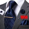 Hi-Tie Mens Silk Tie Set Brooch Pin Necktie Hanky Cufflinks Tie Clip for Business Wedding