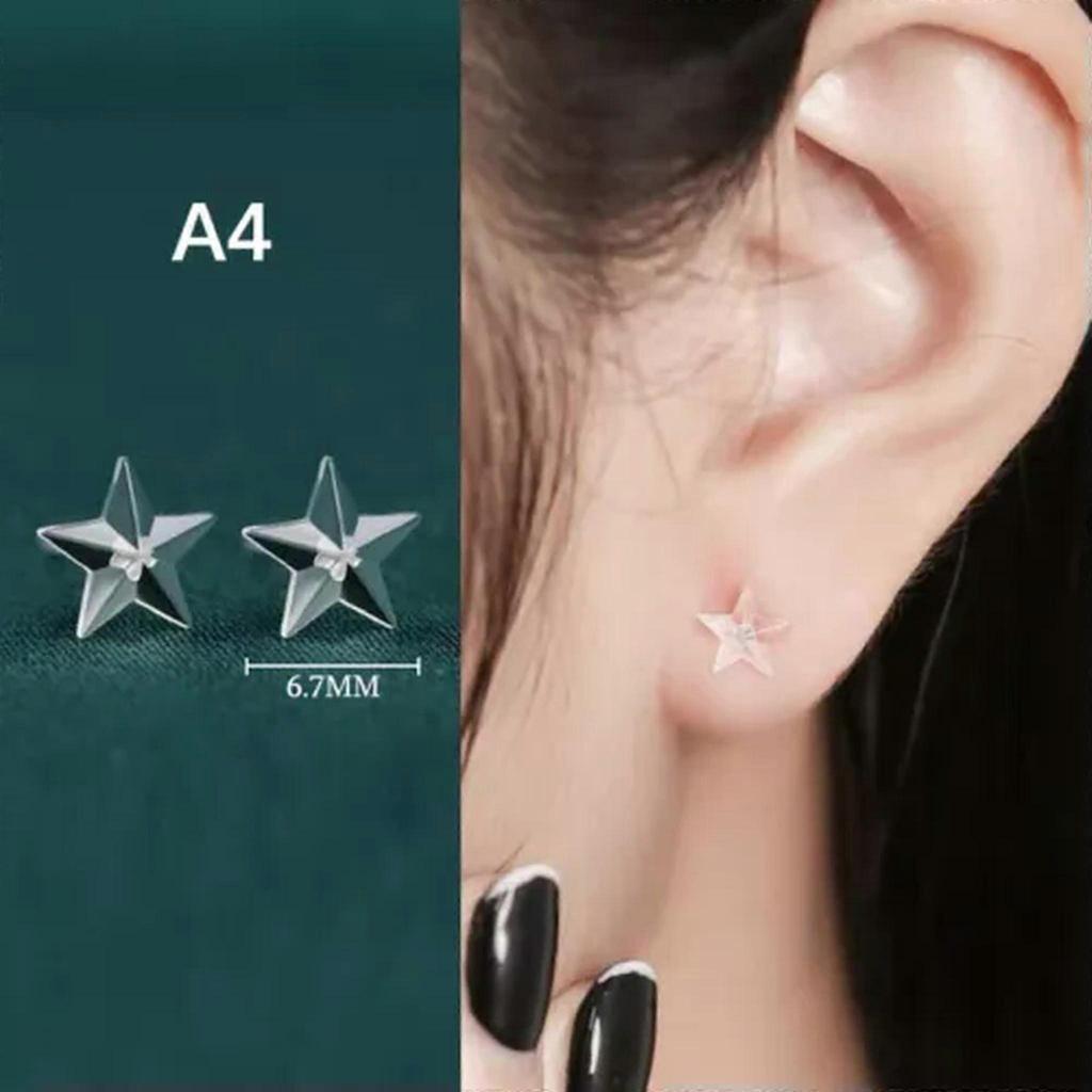 RSAMD 1Pair Invisible Resin Clear Ear Pins Resin Stud Earrings Heart Star Jewelry-A4