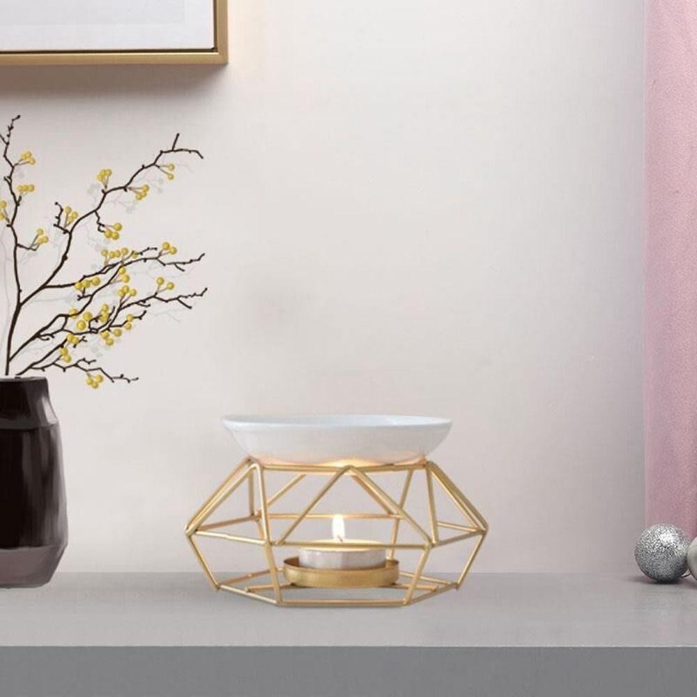 Gold Candle Holder Rhombus Shape Incense Burner Durable Tealight Holder  Candlelight Dinner Props