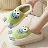 Fashion New Winter Kawaii Frog Pattern Plush Slippers Thick Bottom Home Cartoon Cotton Shoes Woman Indoor Non Slip Fluffy Fur Slippers