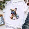 Unisex Cute French Bulldog Puppy Print T Shirt Girls Funny White Tshirt Women Harajuku Kawaii Dog Lover T-Shirt Female