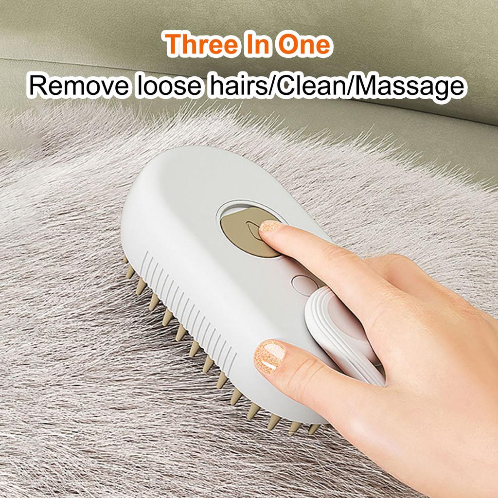 Паровая щетка для домашних животных 3-в-1 для кошек, очистка спреем-массажем с помощью одной клавиши предотвращает выпадение волос, не причиняя вреда