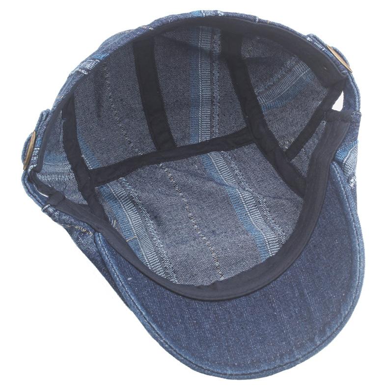 Промытый джинсовый берет, женский весенне-осенний кепка вперед, мужская уличная шляпа от солнца, цветная полосатая кепка