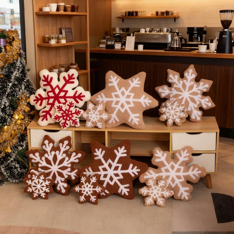 2042Cm Cartoon Christmas Snowflake Plush Toy Pillow Classic Soft Winter Snow Plush Toy Home Decor Christmas Gift For Children