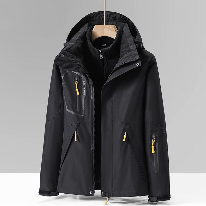 Женская куртка для осени и зимы для улицы, комплект из двух частей, куртка для альпинизма три в одном с бархатной подкладкой и утолщением для мужчин