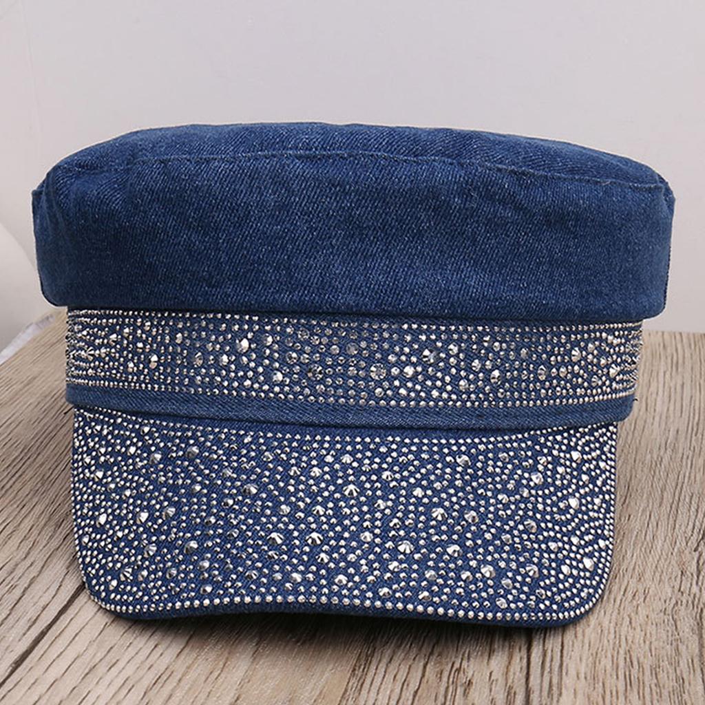 Женская бейсболка с плоским верхом, украшенная блестящими стразами, модная солнцезащитная шляпа для женщин, уличная повседневная шляпа в стиле берета, один размер