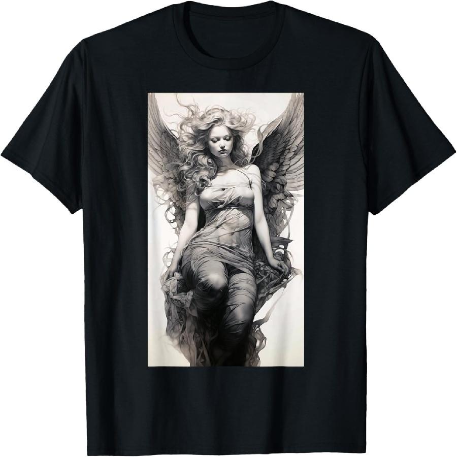 Angel Black And White Vintage Classic Art T-Shirt