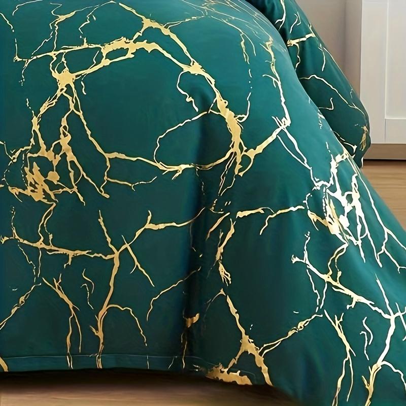 Роскошный модный комплект постельного белья с бронзовым мраморным принтом, мягкий, удобный комплект постельного белья для спальни, гостевой комнаты