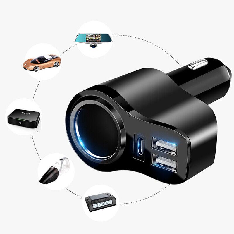 Разветвитель прикуривателя автомобиля, 2-полосный USB-адаптер с несколькими зарядными устройствами